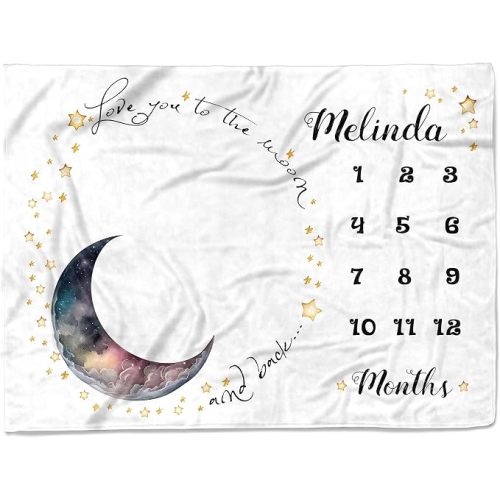 Baby Monthly Milestone Blanket for Girls, 40"x50" Safari Newborn Photo Props, 12 Month Growth Chart (Safari MDDK01)