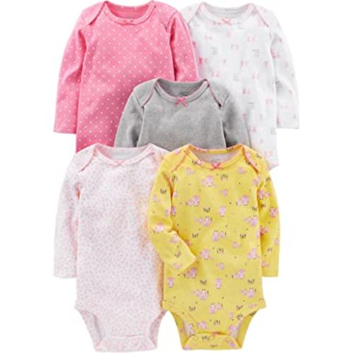 0-3 MONTH Carter's Long-Sleeve Bodysuit 5pk
