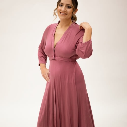 Lila Labor & Postpartum Gown in Dusty Rose