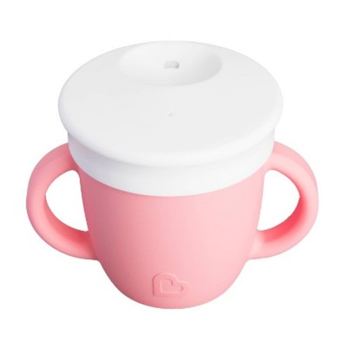 Munchkin 6oz C'est Silicone! Training Sippy Cup with Handles and Lid for Babies - Coral Pink