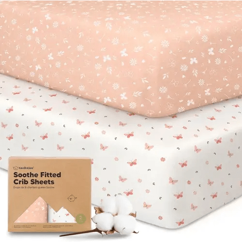 KeaBabies 2-Pack Organic Crib Sheets for Boys, Girls - 52x28 Fitted Crib Mattress Sheet Neutral, Breathable Jersey Cotton Cover for Baby Bed, Toddler Mattress, Soft & Cute Prints (Butterflies)