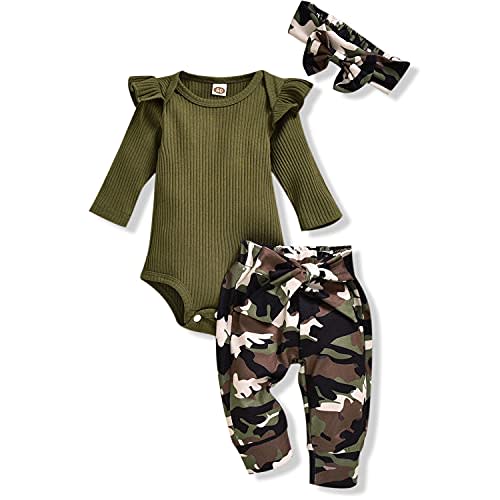 Aalizzwell Preemie Newborn Infant Baby Girls Clothes Ribbed Romper Bodysuit Pants Set Fall Winter Outfits