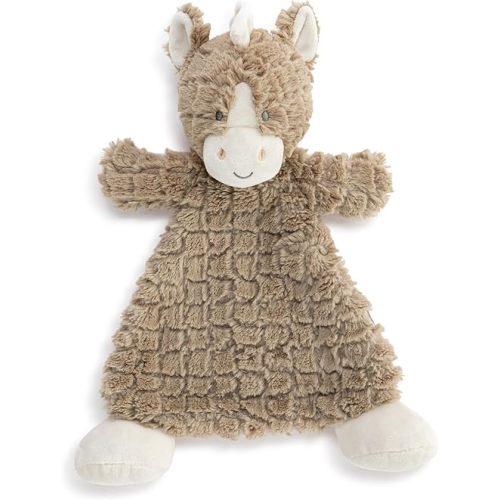 DEMDACO Cozies 13 x 11 Inch Polyester Plush Stuffed Animal Security Snuggly Rattle Blankie, Brown and White, Penny Pony