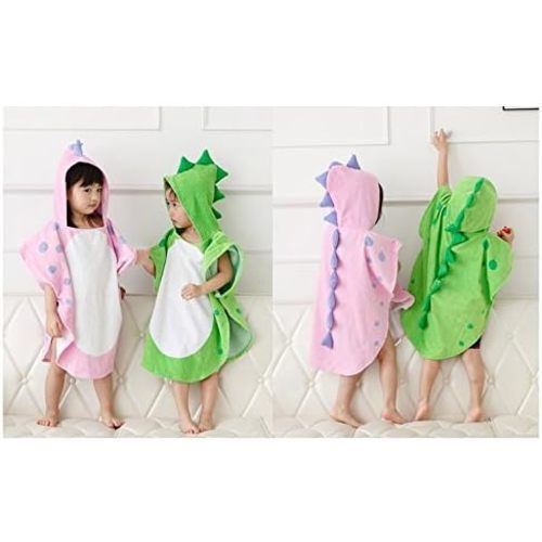 Soft Cotton Baby Bath Towel Beach Towel Bathrobe for Kids 0-8 years - Green Dinosaur - 0-4Y