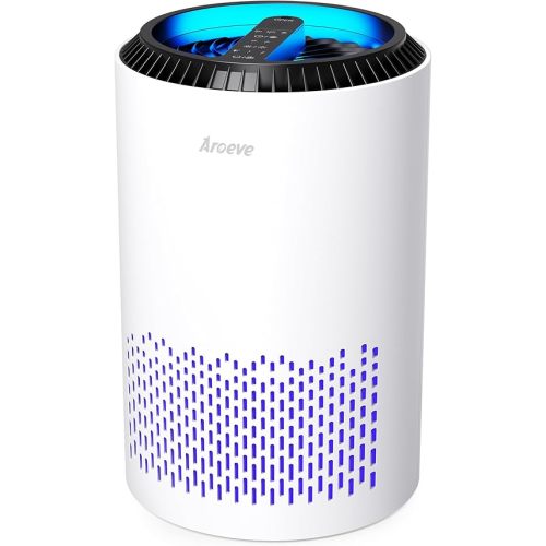 AROEVE Air Purifiers for Bedroom Home, Air Purifier For Smoke Pollen Dander Hair Smell Air Cleaner with Sleep Mode Speed Control For Bedroom Office, MK01- White(Available for California)