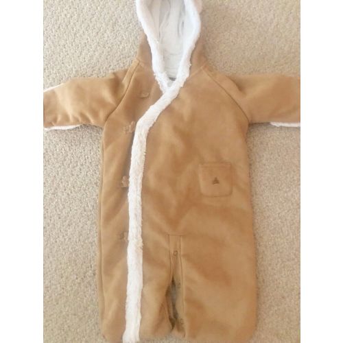 Baby Gap Faux Fur sherpa Pram Suit 3-6 Months Bear Ears Hooded