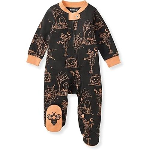 Burt's Bees Baby Boys Sleep and Play PJs, 100% Organic Cotton One-Piece Zip Front Romper Jumpsuit Pajamas