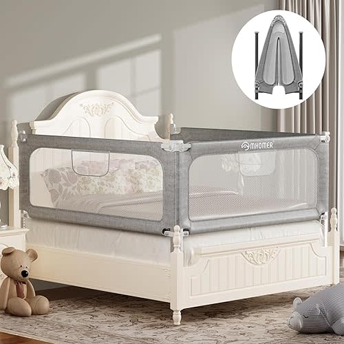 MHOMER Bed Rail for Toddlers-Toddler Bed Rails 2 Minutes Quick Assembly Foldable Bed Rails for Queen Bed, King, Full, Twin Size Bed, Baby Bed Rail Guard with Steady U-Shape Base 60",1 Side