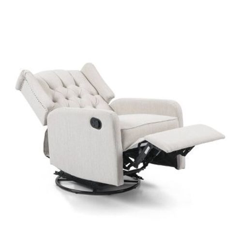 Mohaven Contemporary Tufted Wingback Swivel Recliner Beige/Black - Christopher Knight Home