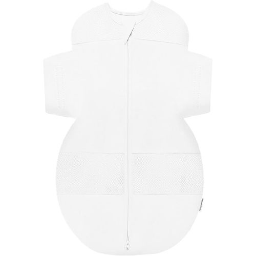 Happiest Baby SNOO Sleep Sack - 100% Organic Cotton Baby Swaddle Blanket - Doctor Designed Promotes Healthy Hip Development (White, Small)