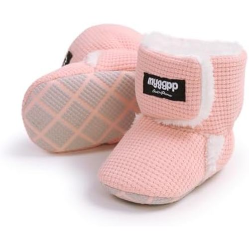 Ohwawadi Infant Baby Boots Boys Girls Cozy Fleece Slippers Snow Boots Winter Baby Girl Shoes Warm Baby Crib Footwear for Newborn Toddlers