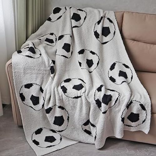 Soccer Blanket Gifts for Boys Girls, Lightweight Reversible Soft Fleece Throw Blankets for Kids Teens Soccer Lovers Decor for Bedroom Lving Room Play Room, 51x63 Inch