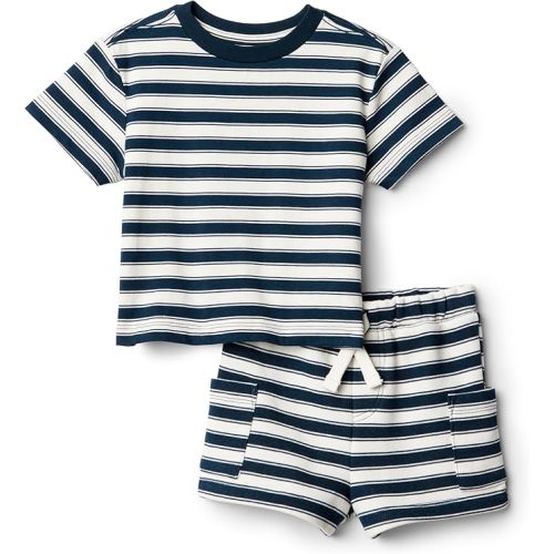 Amazon Essentials x Sofia Grainge Babies, Toddlers, and Boys' T-Shirt and Short Play Set, Multipacks