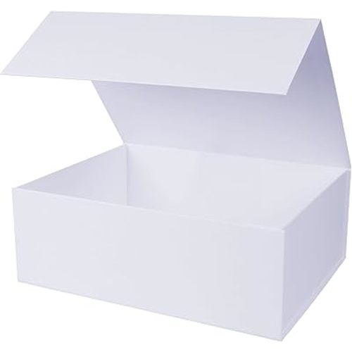 Aimyoo White Collapsible Gift Box with Magnetic Closure Lids 13.8x9x4.3 in, Large Bridesmaid Groomsman Proposal Boxes, Rectangle Present Box for Graduation Birthday Storage 1 Pack