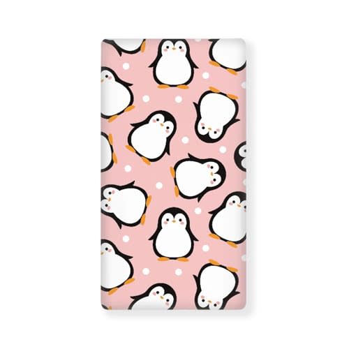 Winpema Pink Penguin Cartoon Baby Crib Sheets for Boys Girls Fitted Crib Sheets Kid Crib Fitted Sheets Crib Cover Single Pack 28"x52"