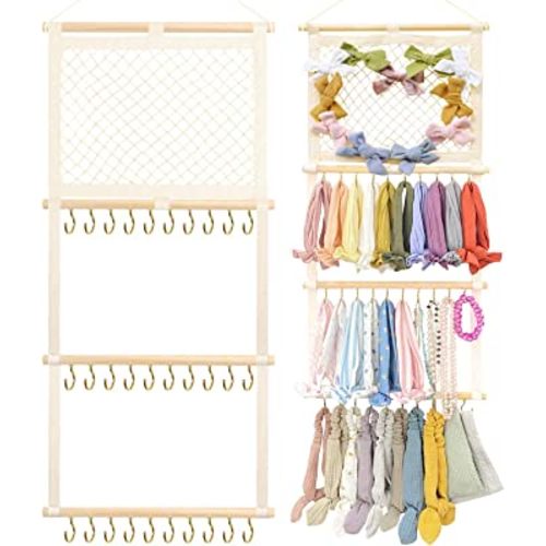 POVETIRE Headband Holder Hair Bows Organizer for Girls,Baby Headbands Hair Accessories Organizer Storage Wall Hanging Decor for Nursery Toddler Girls Room