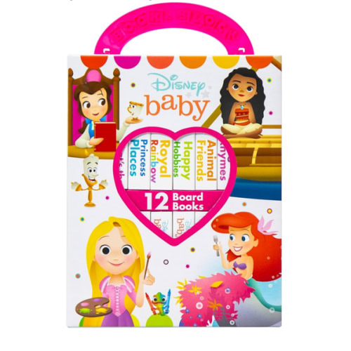 Disney Baby Princess Cinderella, Belle, Ariel, and More! - My First Library Board Book Block 12 Book Set - First Words, Colors, Numbers, and More! - PI Kids