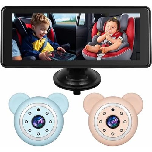 Baby Car Camera Backseat,6.86" Display Monitor,HD 1080P,Clear Wide View,IR Night Vision,Rear Facing Seat Camera for 2-Kids