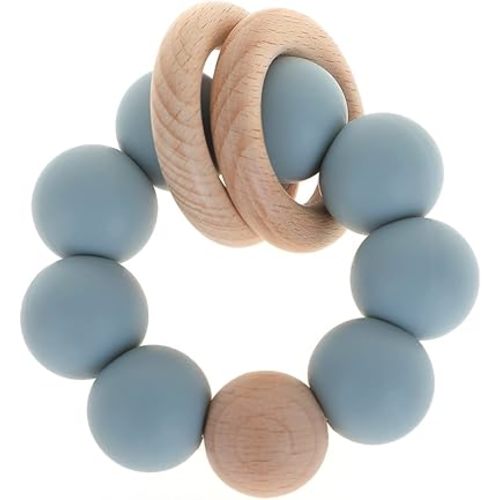 Silicone Baby Teether, Food Grade Silicone & Beech Baby Teething Toy, BPA Free (Ether)