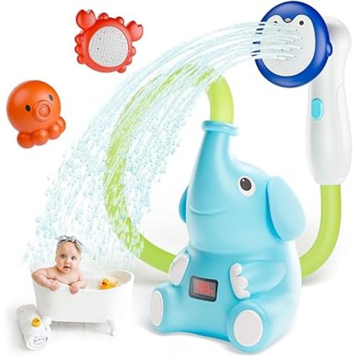 HEMRLY Baby Bath Toys, LED Water Temperature Display, Bath Toys for Infants 6-12 Months with Three Shower Heads, Baby Shower Head for Bath IPX7 Waterproof , Baby Gift for Girls & Boys-Classic