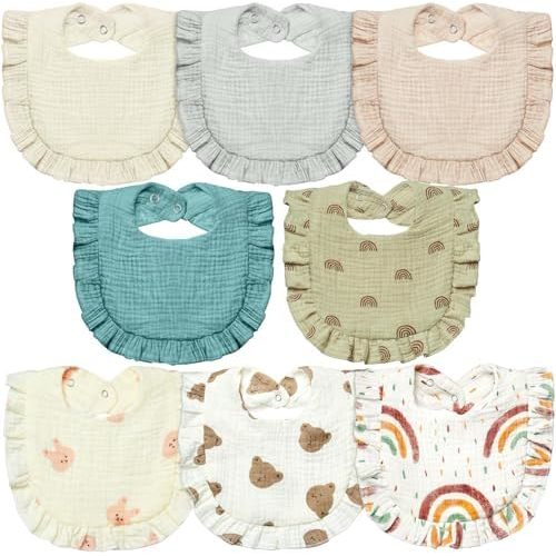 Lictin 8-Pack Muslin Baby Bibs,Bandana Drooling Bibs, Unisex Cotton Baby Bibs, Baby Bibs for Drooling and Teething