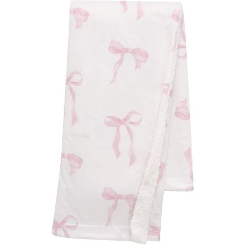 Lambs & Ivy Coquette Floral Pink Bows Aesthetic Warm Fleece Baby Blanket