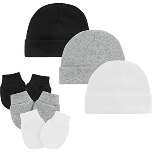 Zando Baby Hats and Mittens Unisex Infant Beanie Caps Newborn Hospital Hat with Scratch Mitten Set for Baby Boys Grils Hats