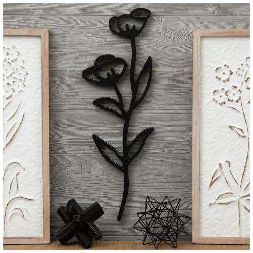 Black Flower Wood Wall Decor