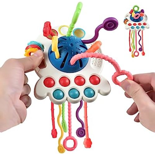Tuko Baby Toys 6-12-18 Months Baby Sensory Toys Silicone Pull String Toys Montessori Toys for Toddlers