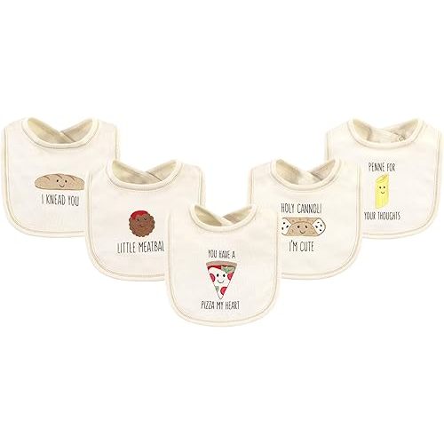 Touched by Nature Unisex Baby Organic Cotton Bibs, Pizza, One Size