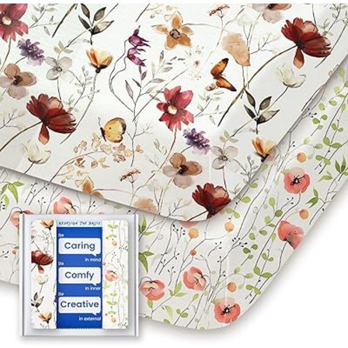 Graco Pack and Play Sheets Fitted, TotBasic Ultra Soft Mini Crib Sheets Boy, Neutral Pack N Play Mattress Sheets Hypoallergenic and Soothing, Premium Jersey Playrad Sheets, 2 Pack