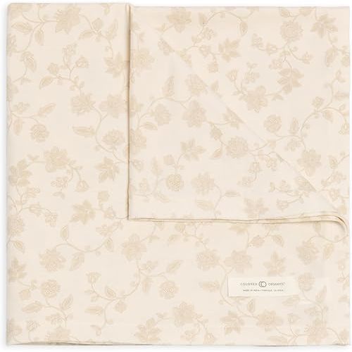 Colored Organics Baby Organic Cotton Swaddle - Infant Receiving Blanket - Aria Floral/Beige