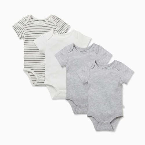 Short Sleeve Bodysuit 4-Pack Grey, 3-6 mo
