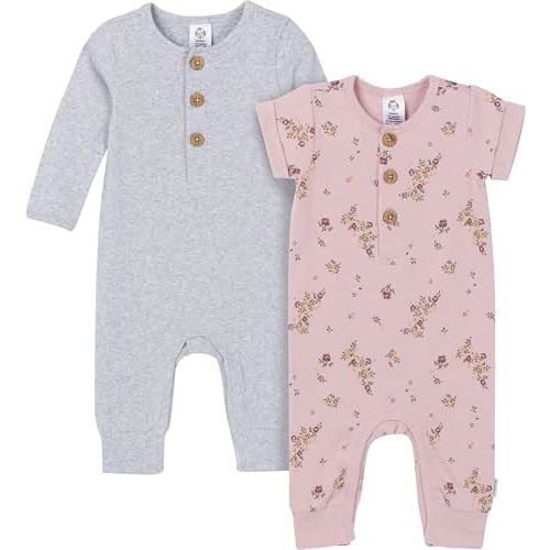 Gerber baby-girls Baby Boys and Baby Girls' 2-pack Long Leg Romper
