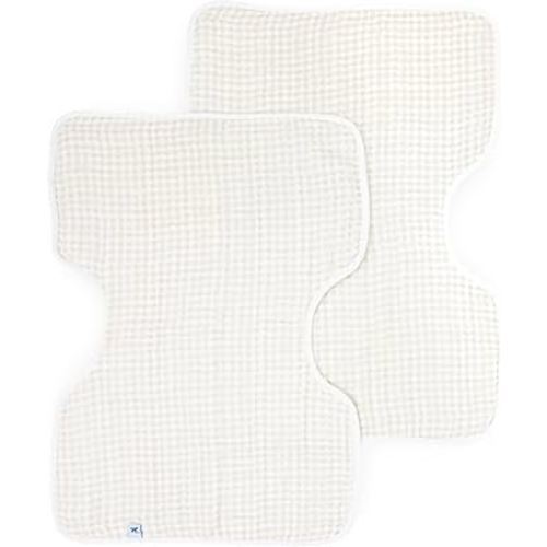 Little Unicorn Ultra-Absorbent Premium Burp Cloth 2 Pack | Soft on Baby's Skin | Larger Size | Ergonomic Design | Set of 2 (Tan Gingham)