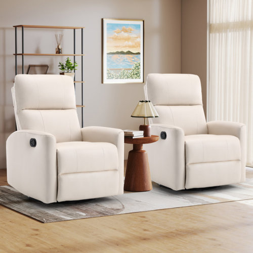 Corman 30.7" Wide Modern Soft Upholstered Glider And Swivel Manual Recliner (Set of 2)