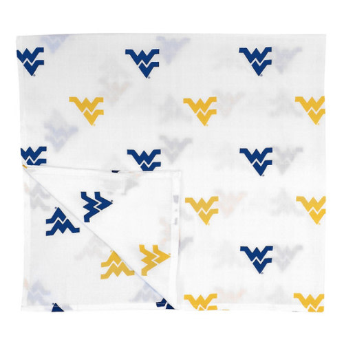 West Virginia University Swaddle Blanket with Navy/Gold Logos