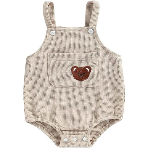 Douhoow Cute Baby Romper Waffle Baby Clothes Infant Girl Boy Summer Outfits