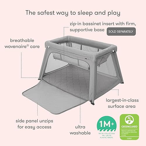 Newton Baby Travel Crib and Play Yard - 2024 Model | 100% Breathable & Washable Portable Playpen | Largest-in-Class with Travel Bag & Sheet + Optional Bassinet