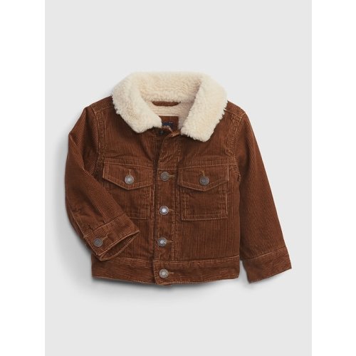 Baby Sherpa-Lined Corduroy Jacket in sable brown, size: 6-12 M