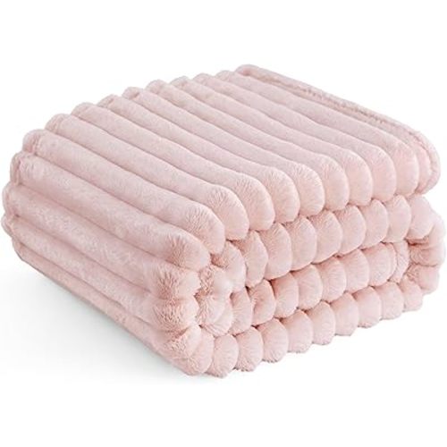 Bedsure GentleSoft Pink Throw Blanket for Couch - Cozy Soft Valentines Blankets Gifts for Women, Spring Cute Small Fleece Throws for Girls, Pink Decor for Home Room, Crystal Pink, 50x60 Inches