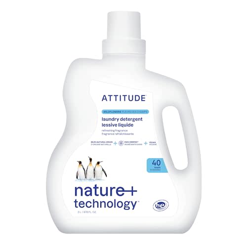 ATTITUDE Liquid Laundry Detergent, EWG Verified Laundry Soap, HE Compatible, Vegan and Plant Based Products, Cruelty-Free, Wildflowers, 40 Loads, 67.6 Fl Oz