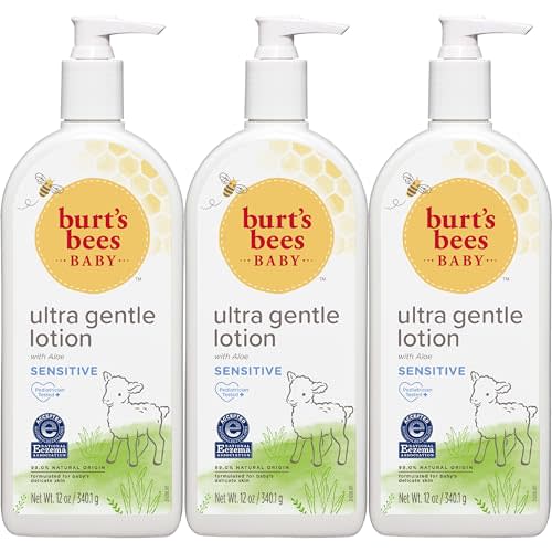 Burt's Bees Baby Ultra Gentle Lotion with Aloe for Sensitive Skin, Pediatrician Tested, 99.0% Natural Origin, Pack of 3