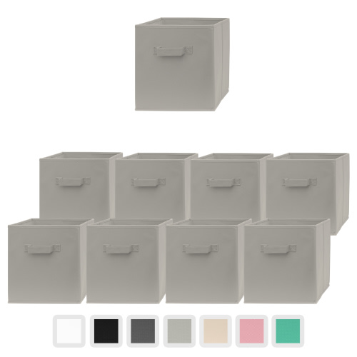 Pomatree 11 Inch Cube Storage Bin - 9 Pack – Fabric Cube Organizer Bins (Grey)