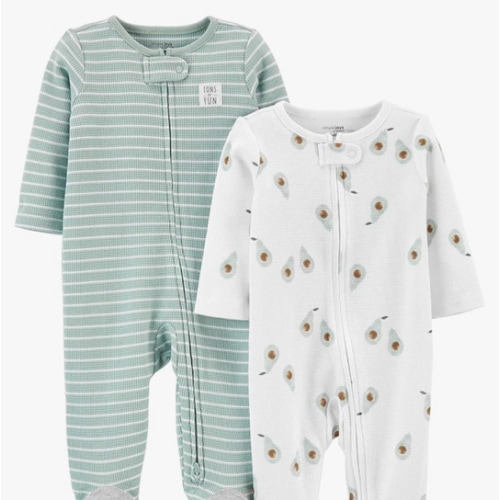 Simple Joys by Carter's Baby Girls' 2-Way Zip Thermal Footed Sleep and Play, Pack of 2