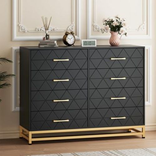 8 Drawer Dresser for Bedroom with Deep Drawers,Black
