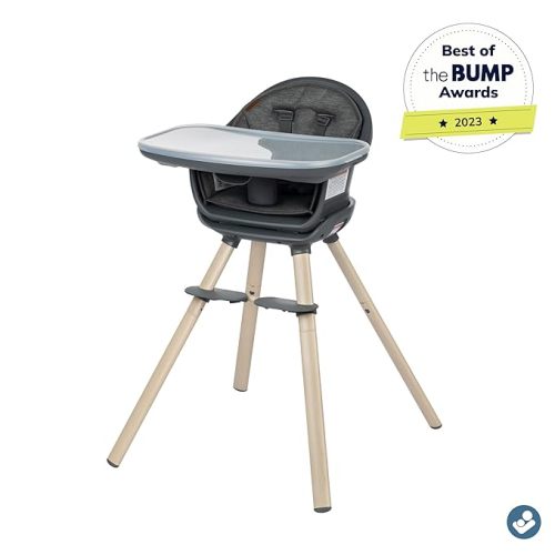 Maxi-Cosi Moa 8-in-1 High Chairs for Babies and Toddlers, Machine Washable Infant High Chair, Compact, Convertible High Chair Lightweight Design, Classic Graphite - Classic Oat - Highchair