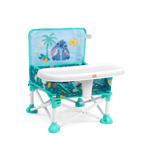 Bright Starts Disney Stitch Pop 'N Sit Portable Booster, Indoor/Outdoor Use, Floor Seat with Feeding Tray, Blue, 6 Mos - 3 Yrs