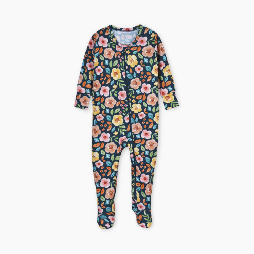 Gerber 2-Way Zip Snug Fit Footed Pajamas - Midnight Floral, 3-6 M