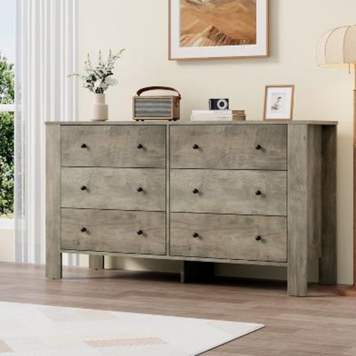 Acekool 6-Drawer Double Dresser, Modern Wooden Storage Organizer for Bedroom & Nursery